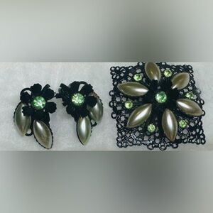 Elegant Black and Green Jewelry Set